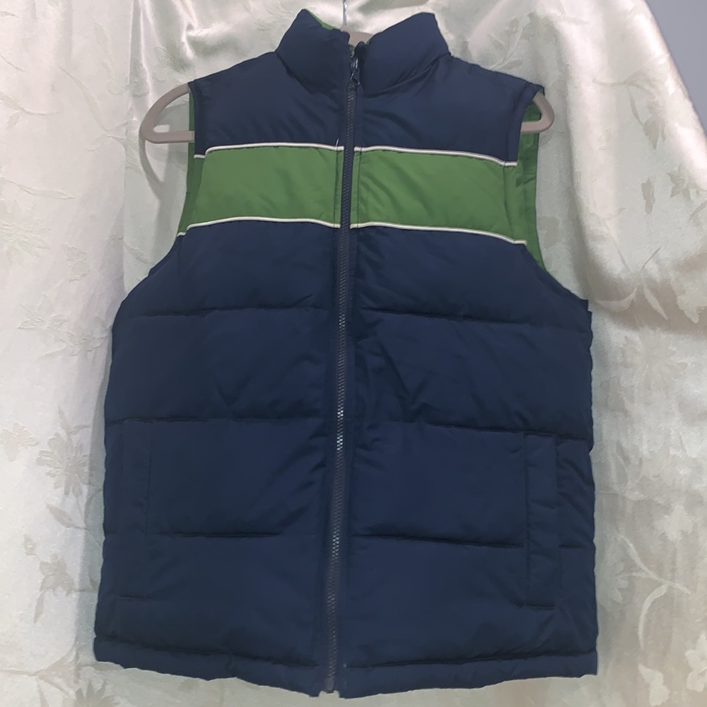 Reversible vest - blue and green - kids size 8-10